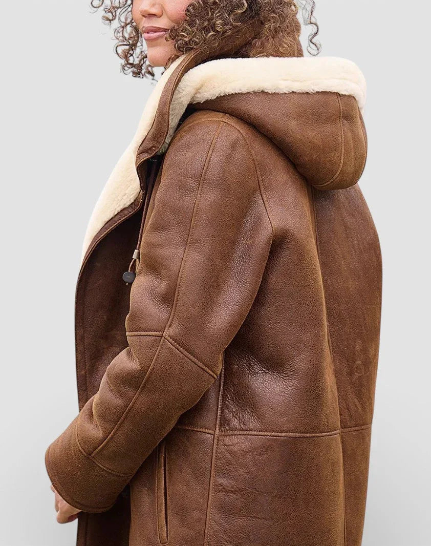Madeline | Hooded Faux Shearling Duffle Coat