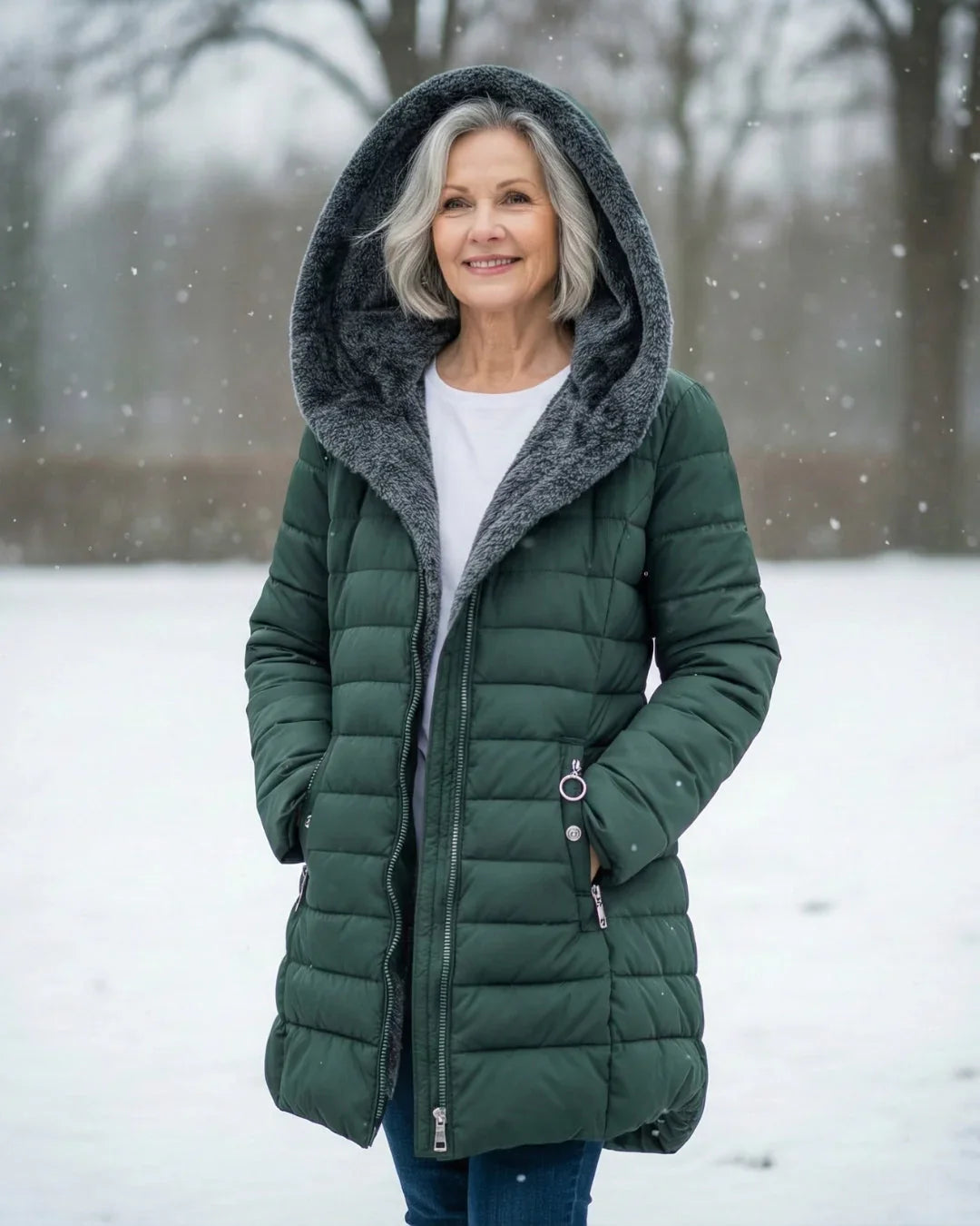Rosalie | Women’s Sherpa-Lined Hooded Long Puffer Jacket