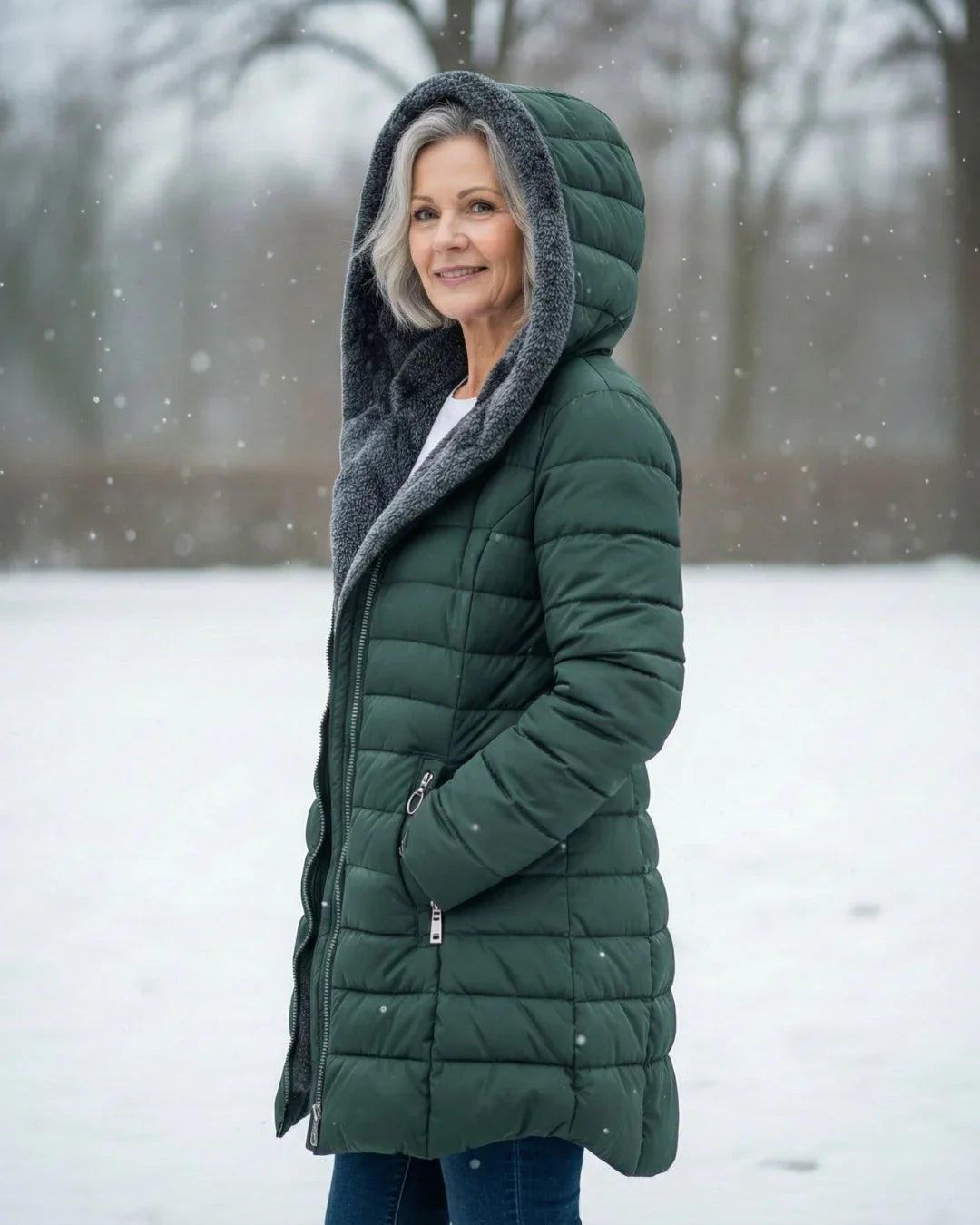 Rosalie | Women’s Sherpa-Lined Hooded Long Puffer Jacket