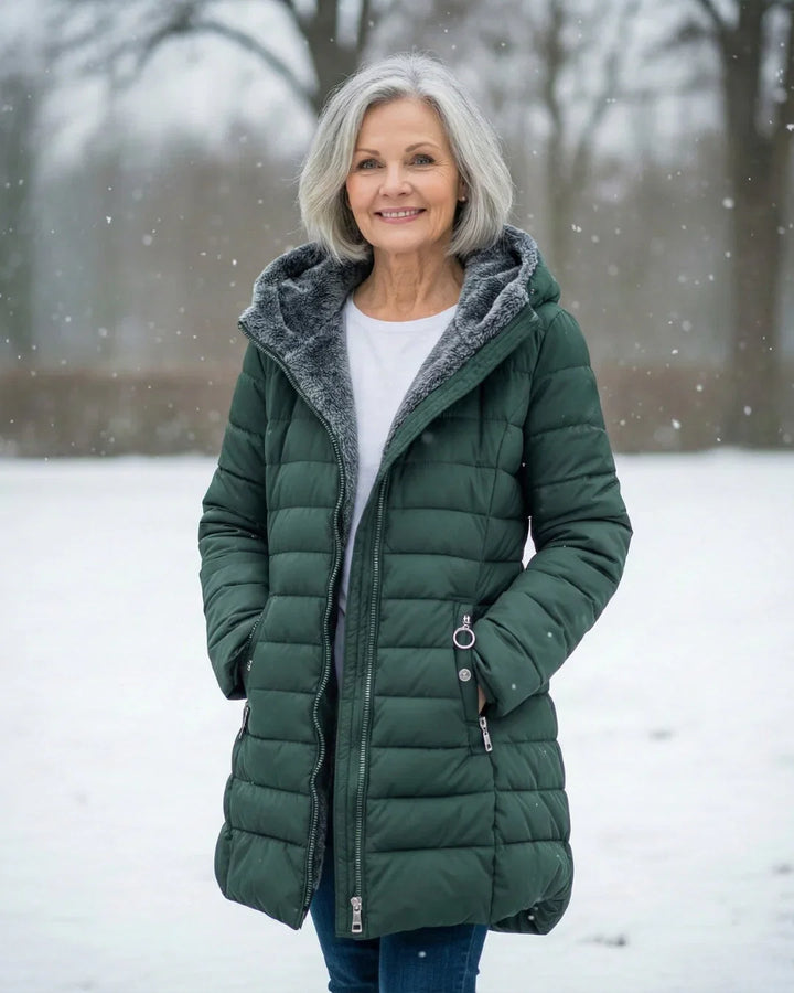 Rosalie | Women’s Sherpa-Lined Hooded Long Puffer Jacket