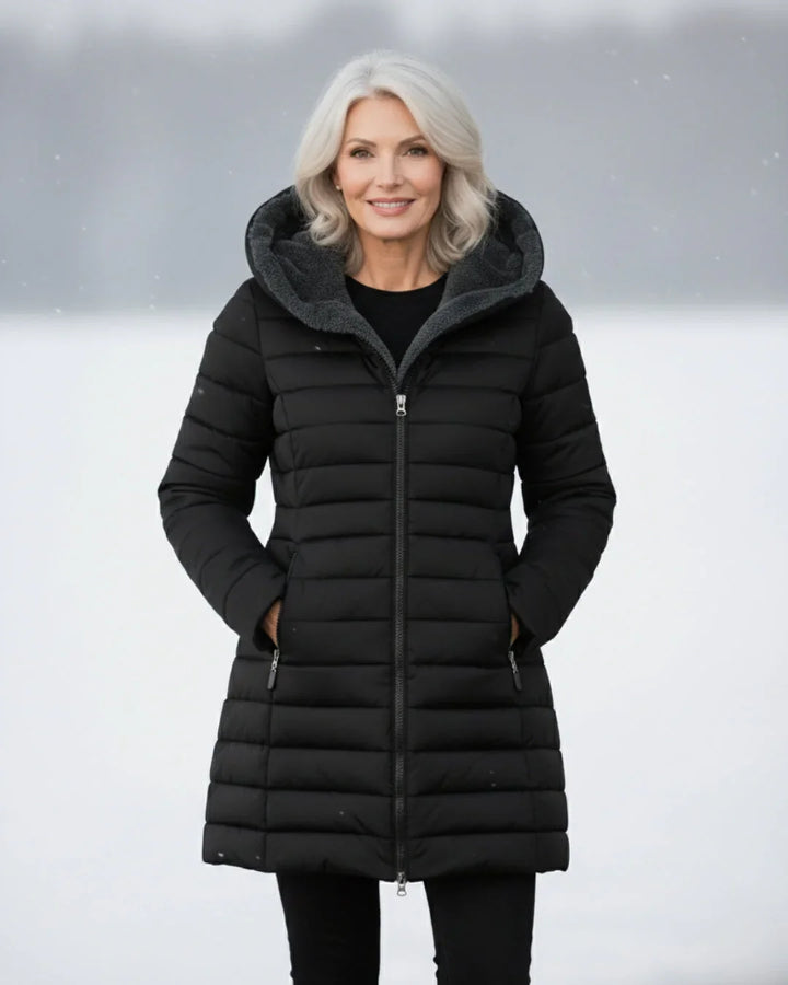 Rosalie | Women’s Sherpa-Lined Hooded Long Puffer Jacket