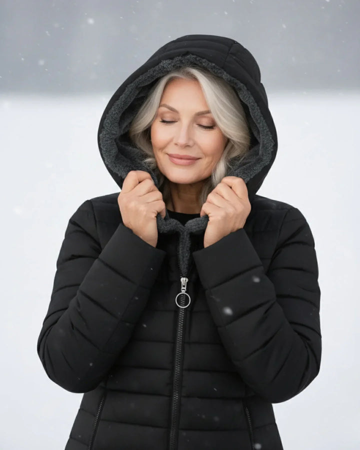Rosalie | Women’s Sherpa-Lined Hooded Long Puffer Jacket
