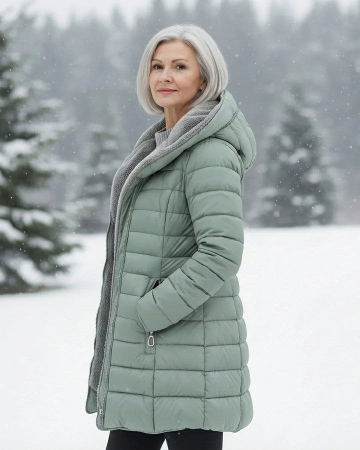 Rosalie | Women’s Sherpa-Lined Hooded Long Puffer Jacket