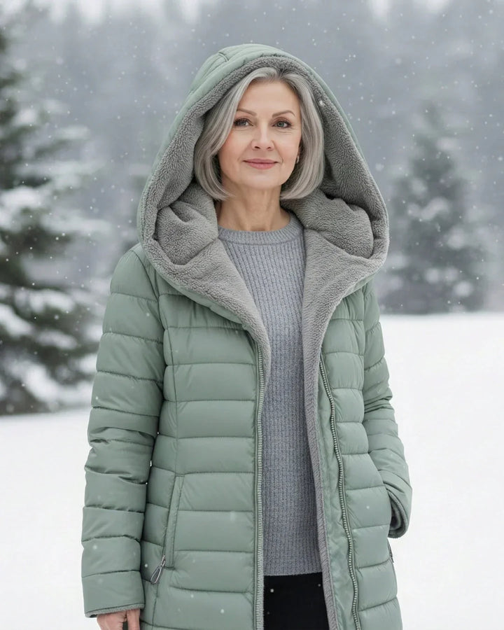 Rosalie | Women’s Sherpa-Lined Hooded Long Puffer Jacket
