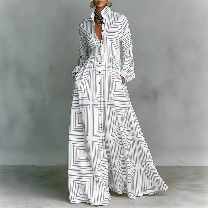 Claire | Printed Shirt Maxi Dress for Effortless Elegance
