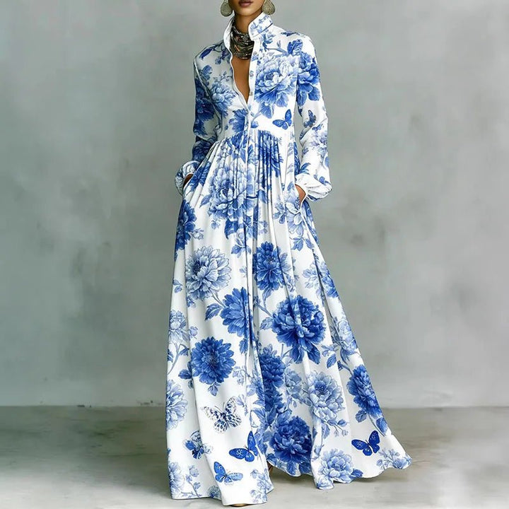 Claire | Printed Shirt Maxi Dress for Effortless Elegance