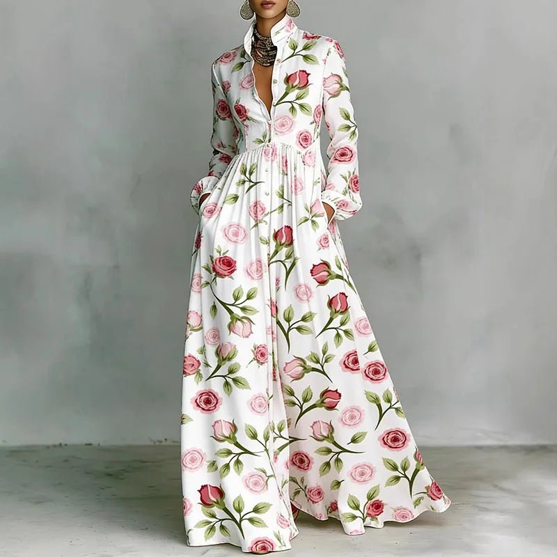 Claire | Printed Shirt Maxi Dress for Effortless Elegance