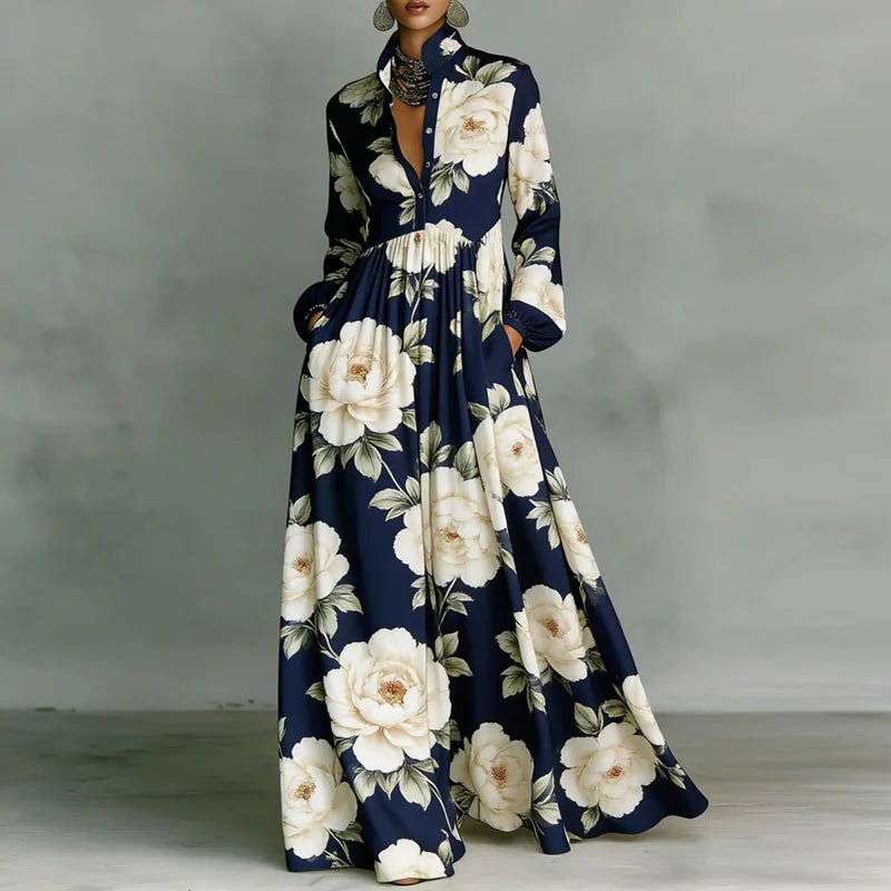Claire | Printed Shirt Maxi Dress for Effortless Elegance