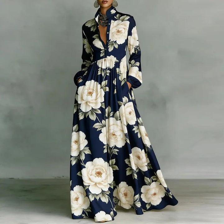 Claire | Printed Shirt Maxi Dress for Effortless Elegance