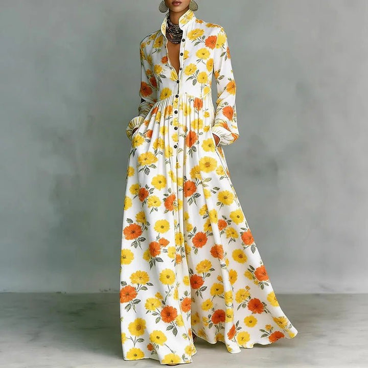 Claire | Printed Shirt Maxi Dress for Effortless Elegance
