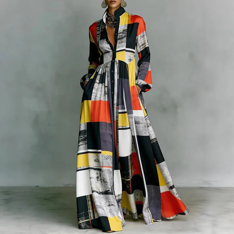 Claire | Printed Shirt Maxi Dress for Effortless Elegance