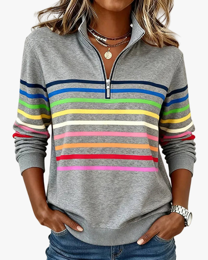 Lillian | Women’s Striped Quarter-Zip Knit Pullover