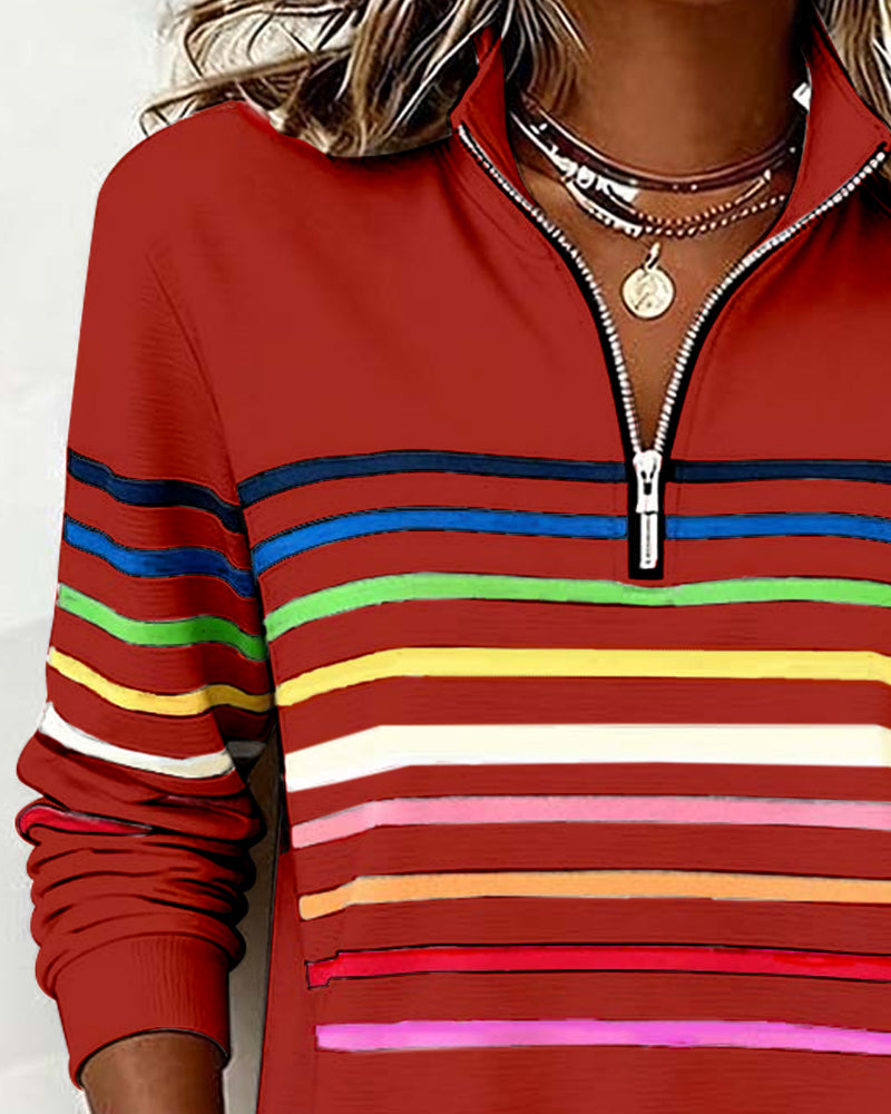 Lillian | Women’s Striped Quarter-Zip Knit Pullover