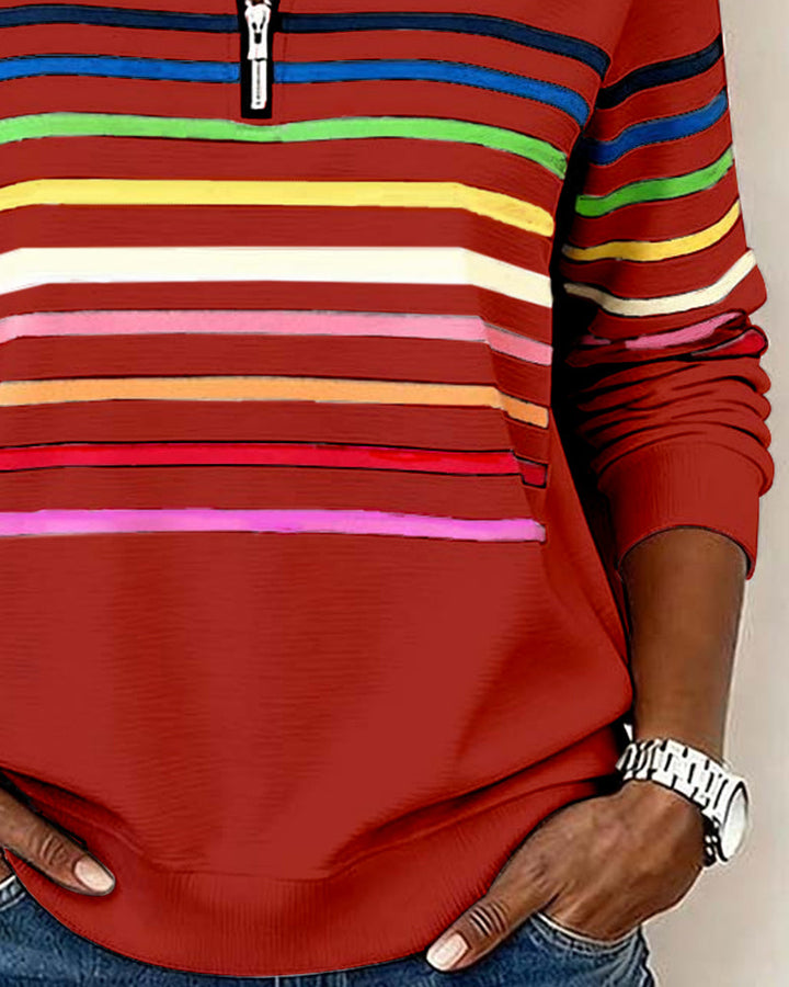 Lillian | Women’s Striped Quarter-Zip Knit Pullover