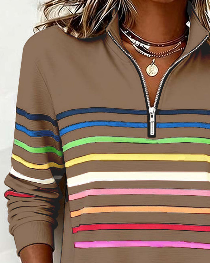 Lillian | Women’s Striped Quarter-Zip Knit Pullover