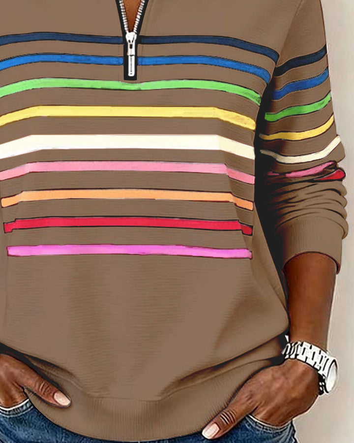 Lillian | Women’s Striped Quarter-Zip Knit Pullover