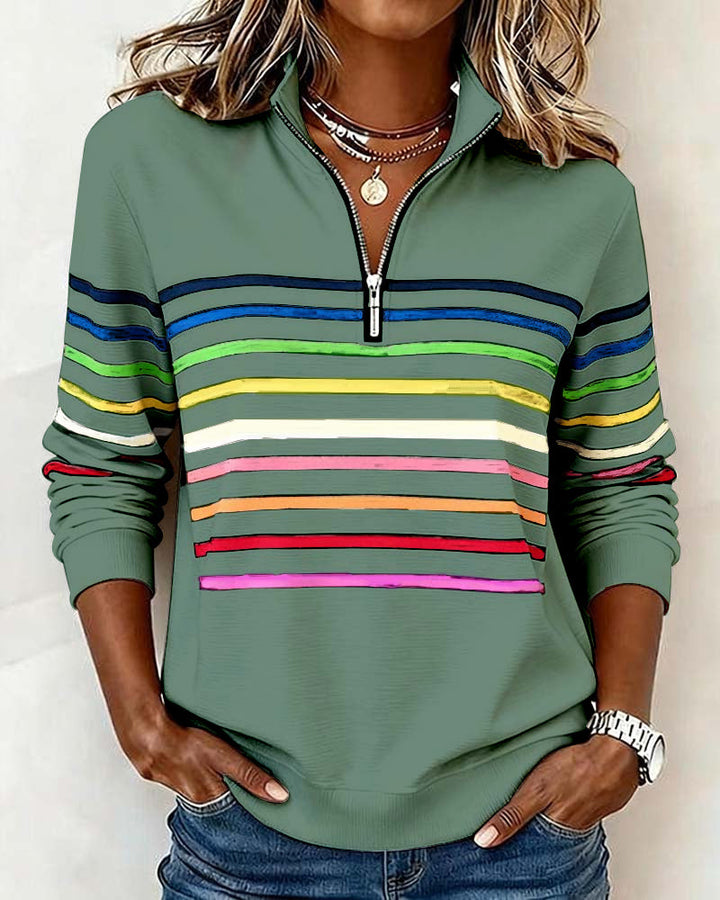 Lillian | Women’s Striped Quarter-Zip Knit Pullover