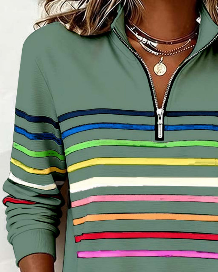 Lillian | Women’s Striped Quarter-Zip Knit Pullover