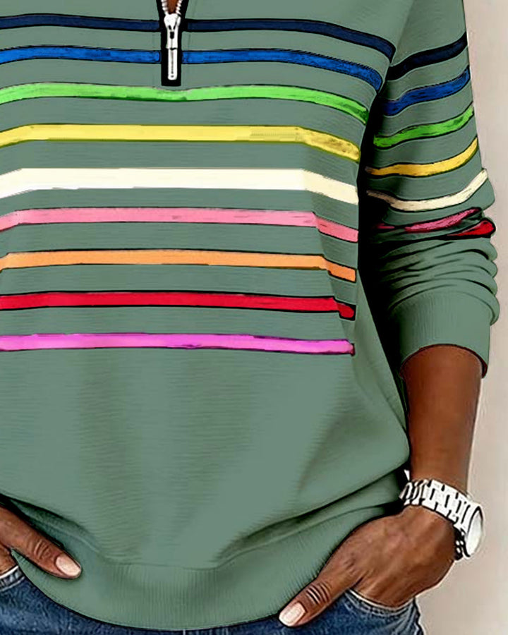 Lillian | Women’s Striped Quarter-Zip Knit Pullover