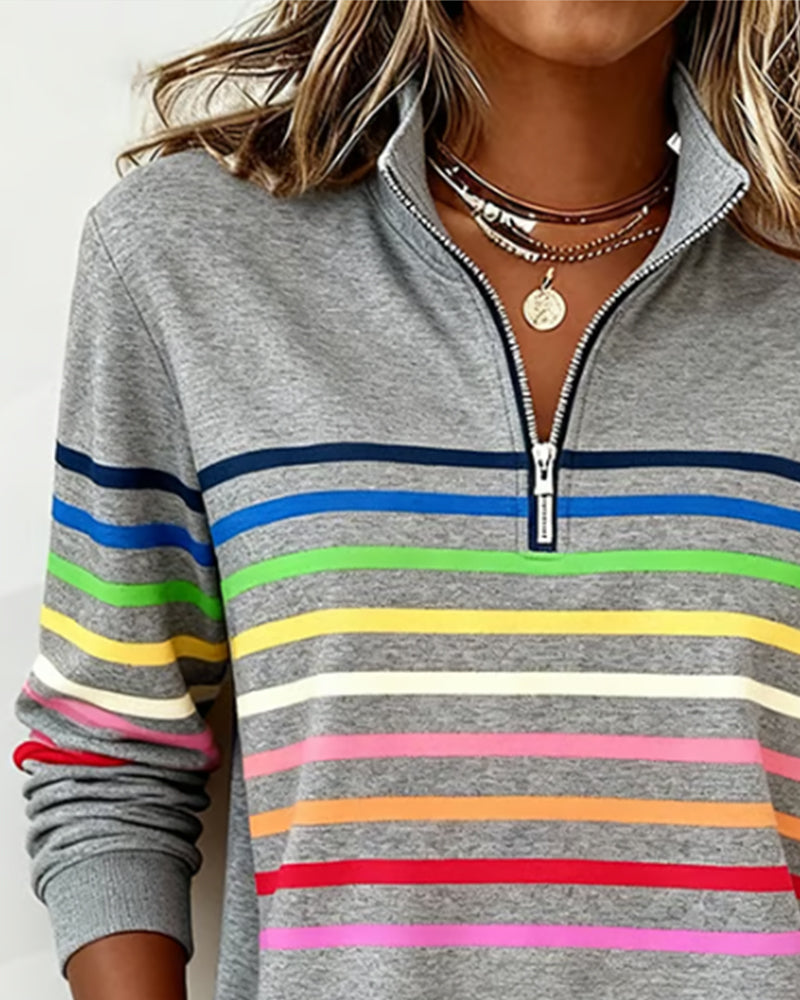 Lillian | Women’s Striped Quarter-Zip Knit Pullover
