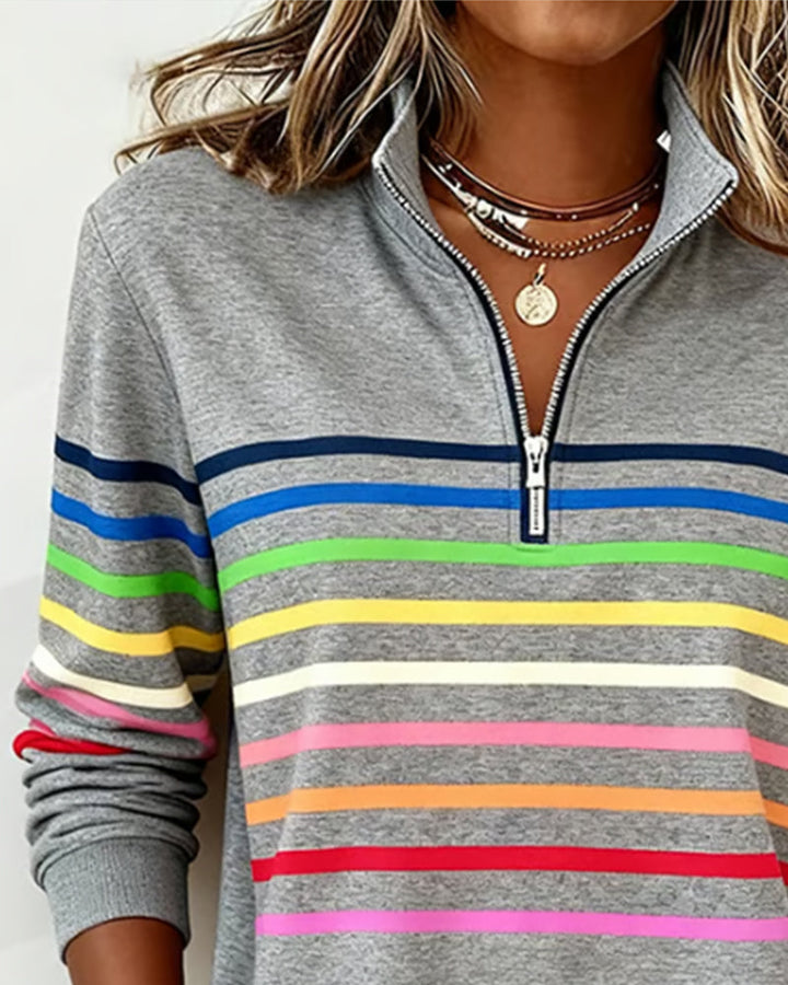 Lillian | Women’s Striped Quarter-Zip Knit Pullover