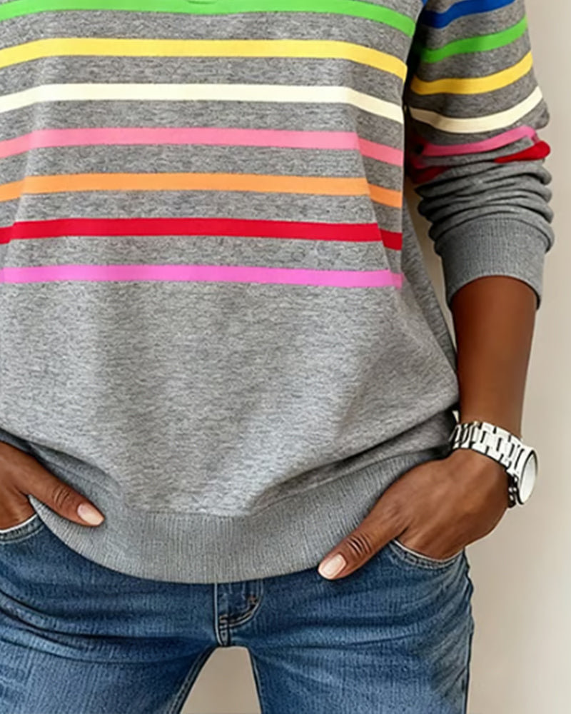 Lillian | Women’s Striped Quarter-Zip Knit Pullover