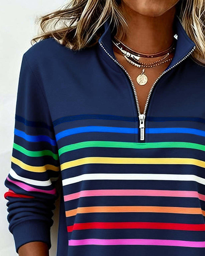 Lillian | Women’s Striped Quarter-Zip Knit Pullover
