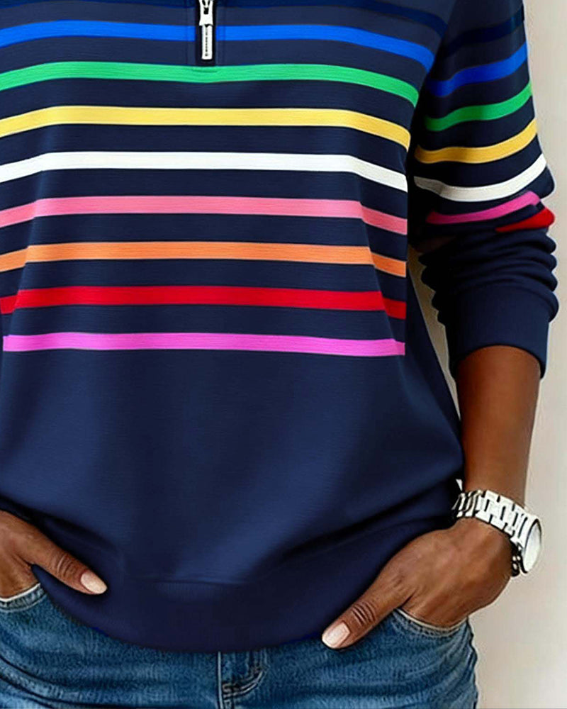 Lillian | Women’s Striped Quarter-Zip Knit Pullover