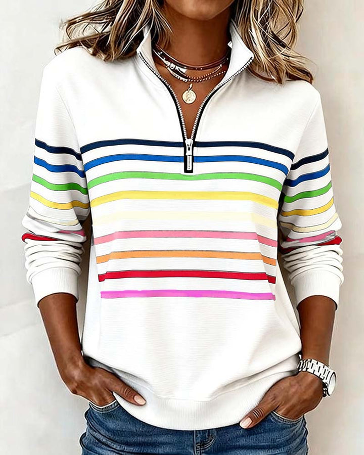 Lillian | Women’s Striped Quarter-Zip Knit Pullover