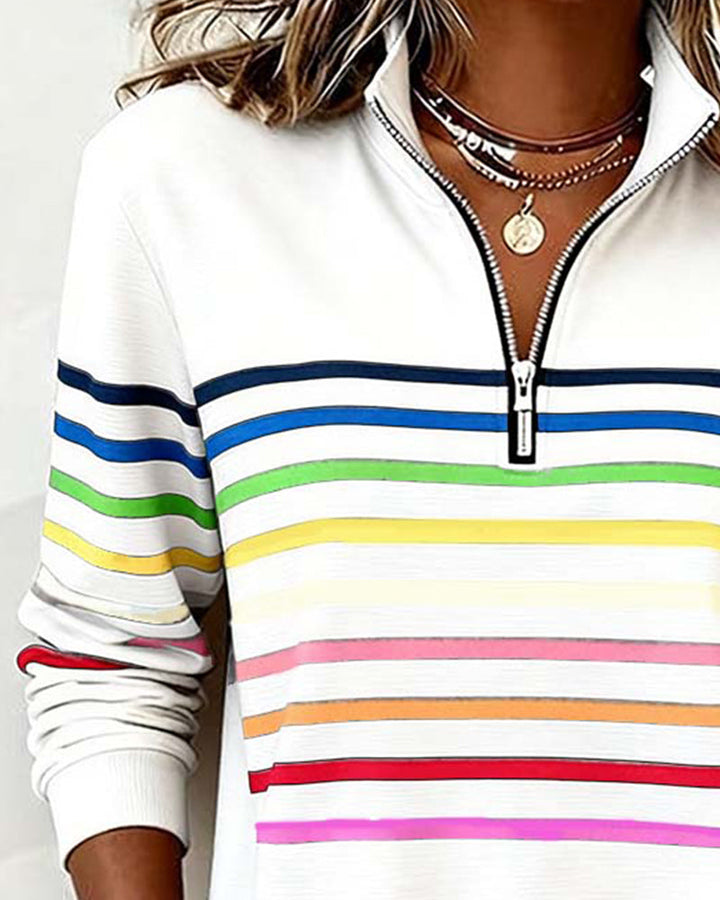 Lillian | Women’s Striped Quarter-Zip Knit Pullover