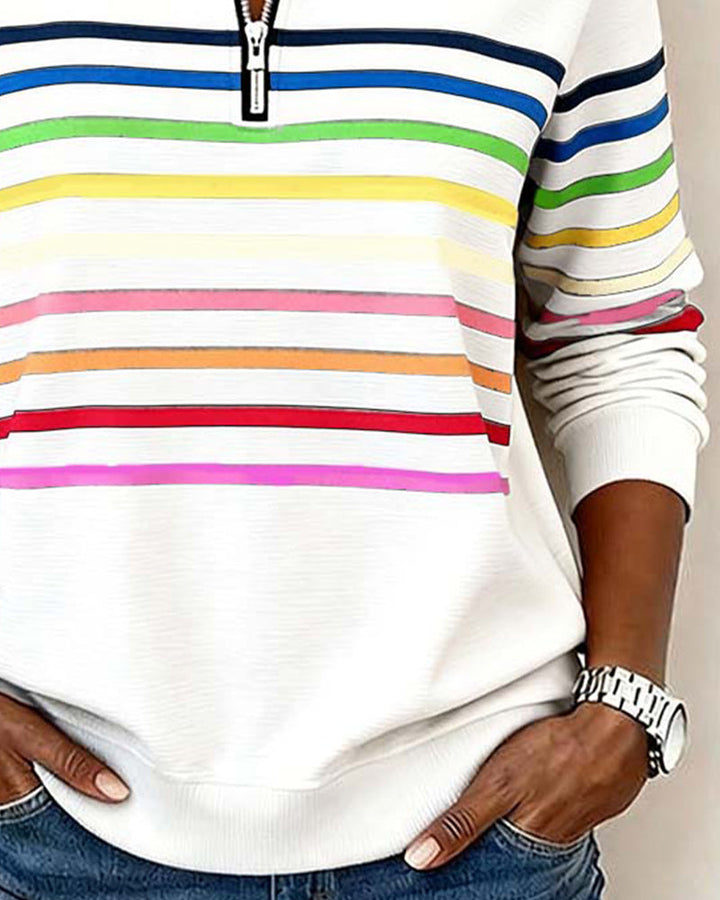 Lillian | Women’s Striped Quarter-Zip Knit Pullover