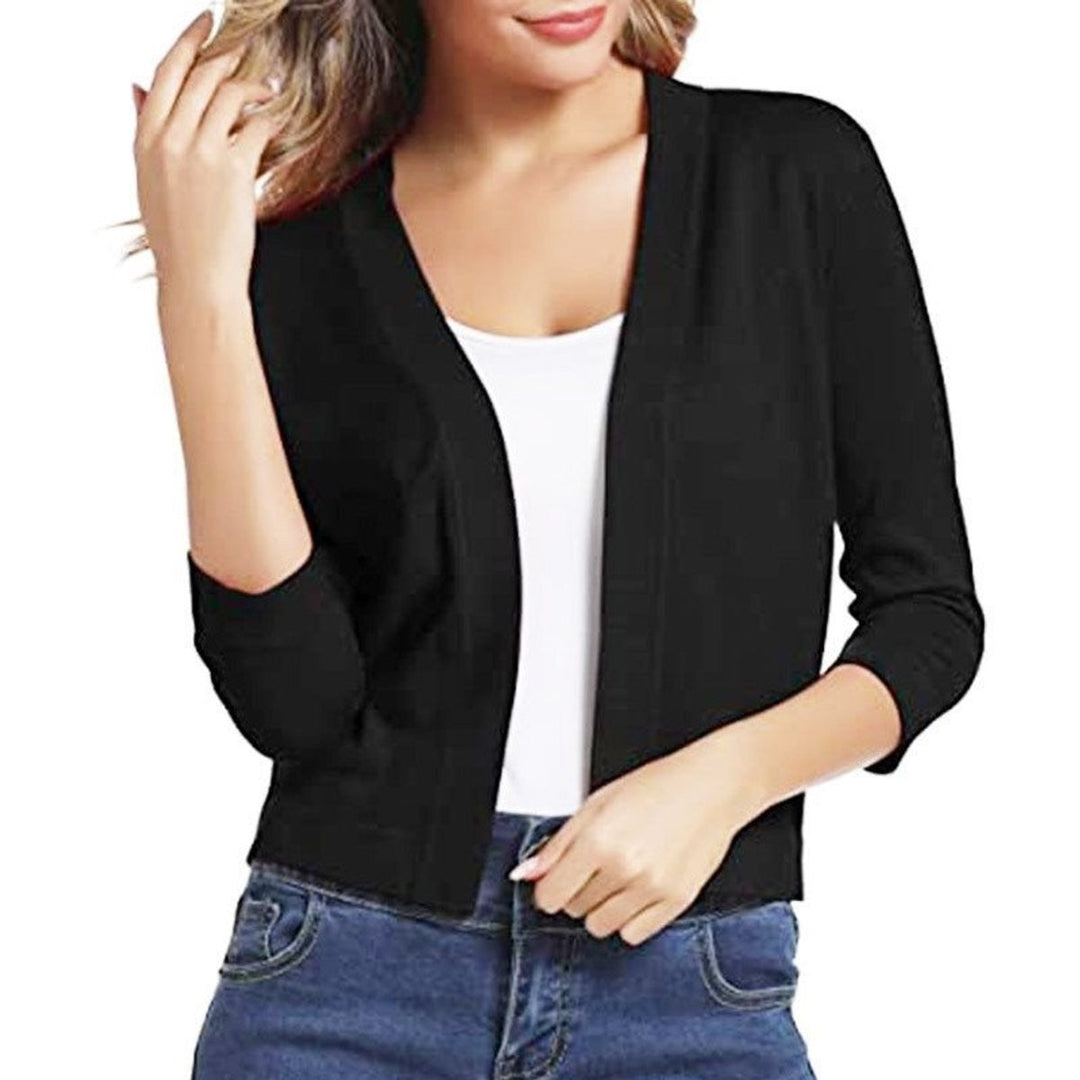 Amelia | Women’s Open-Front Cropped Cardigan with 3/4 Sleeves