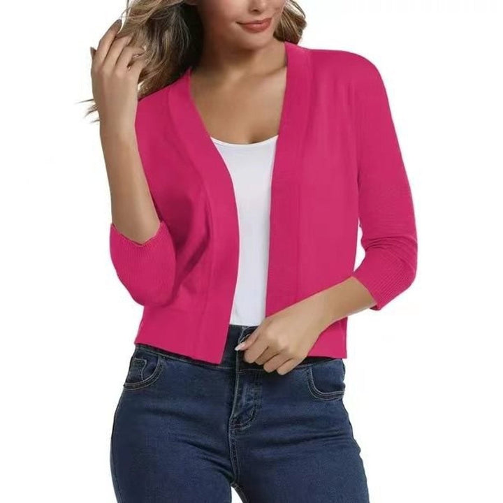 Amelia | Women’s Open-Front Cropped Cardigan with 3/4 Sleeves