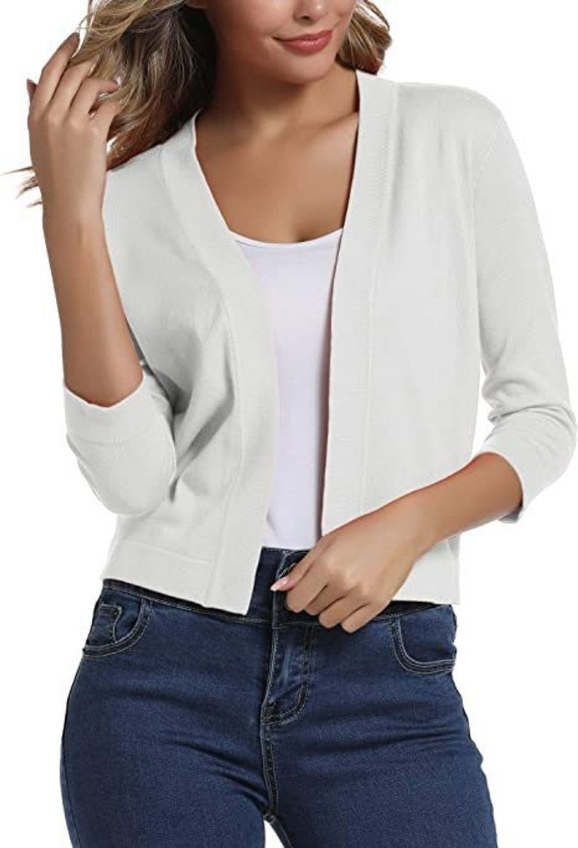 Amelia | Women’s Open-Front Cropped Cardigan with 3/4 Sleeves