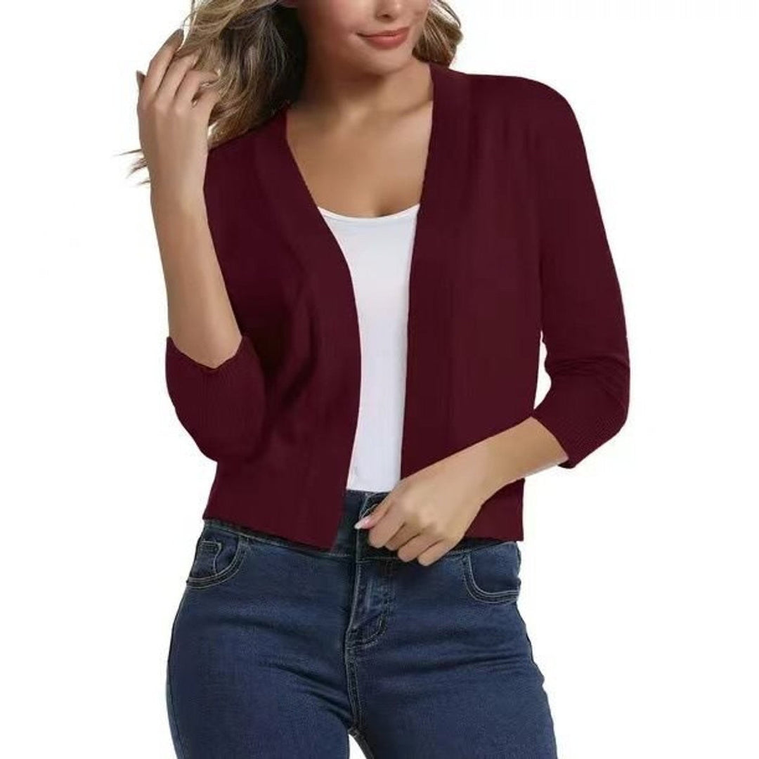 Amelia | Women’s Open-Front Cropped Cardigan with 3/4 Sleeves