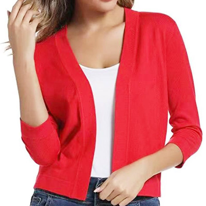 Amelia | Women’s Open-Front Cropped Cardigan with 3/4 Sleeves