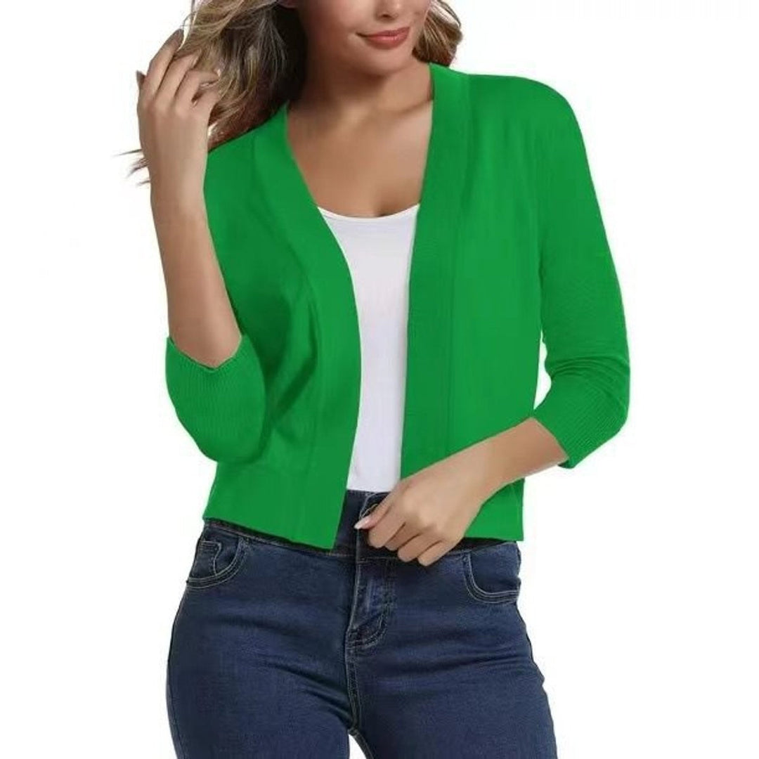 Amelia | Women’s Open-Front Cropped Cardigan with 3/4 Sleeves