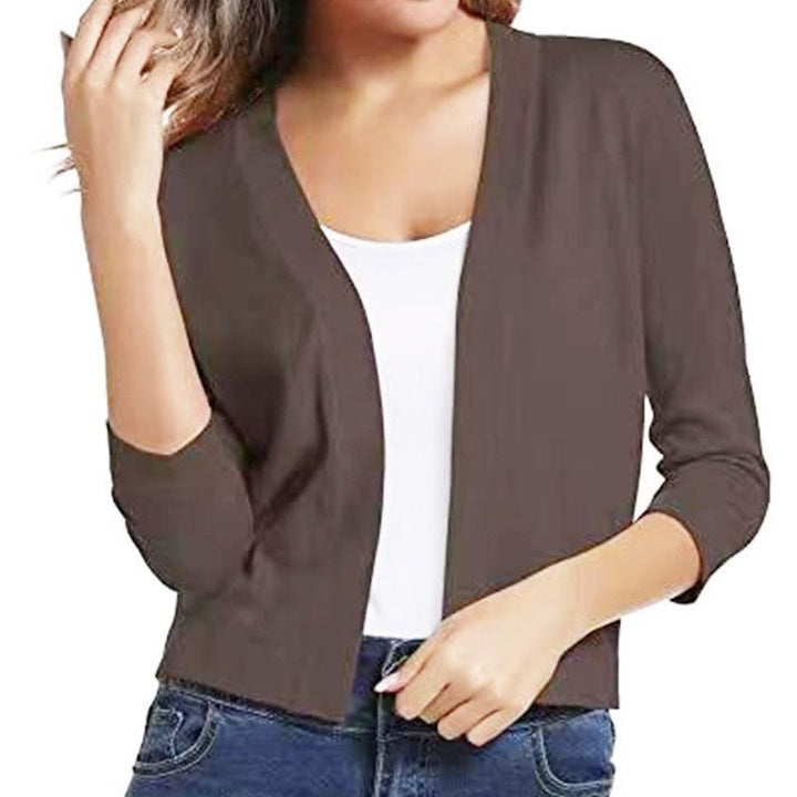 Amelia | Women’s Open-Front Cropped Cardigan with 3/4 Sleeves