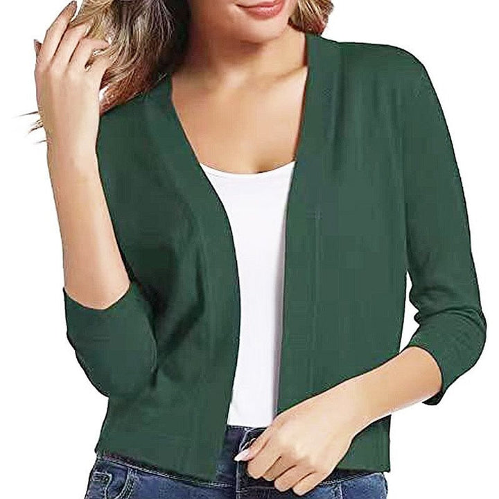 Amelia | Women’s Open-Front Cropped Cardigan with 3/4 Sleeves