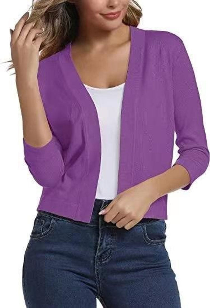 Amelia | Women’s Open-Front Cropped Cardigan with 3/4 Sleeves
