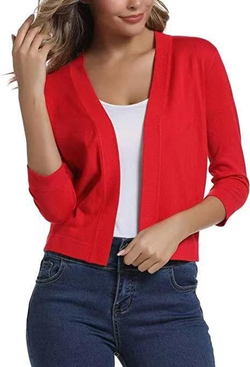 Amelia | Women’s Open-Front Cropped Cardigan with 3/4 Sleeves
