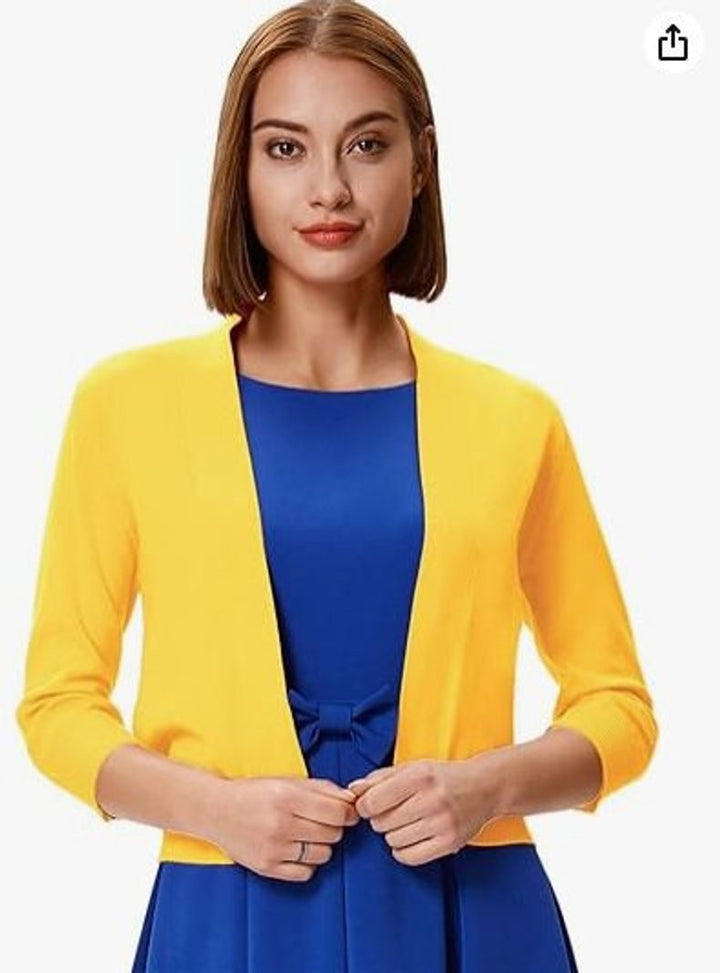 Amelia | Women’s Open-Front Cropped Cardigan with 3/4 Sleeves