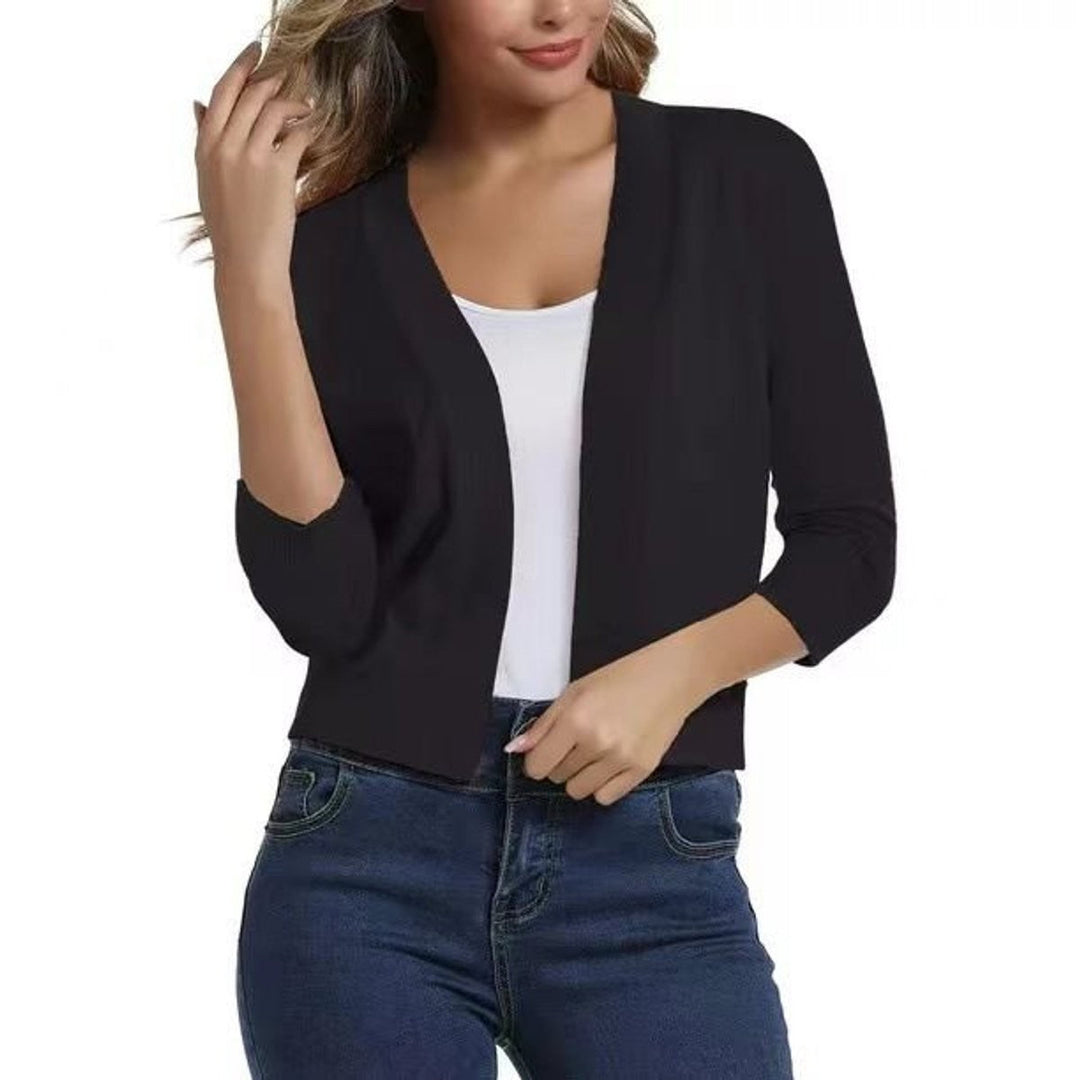 Amelia | Women’s Open-Front Cropped Cardigan with 3/4 Sleeves