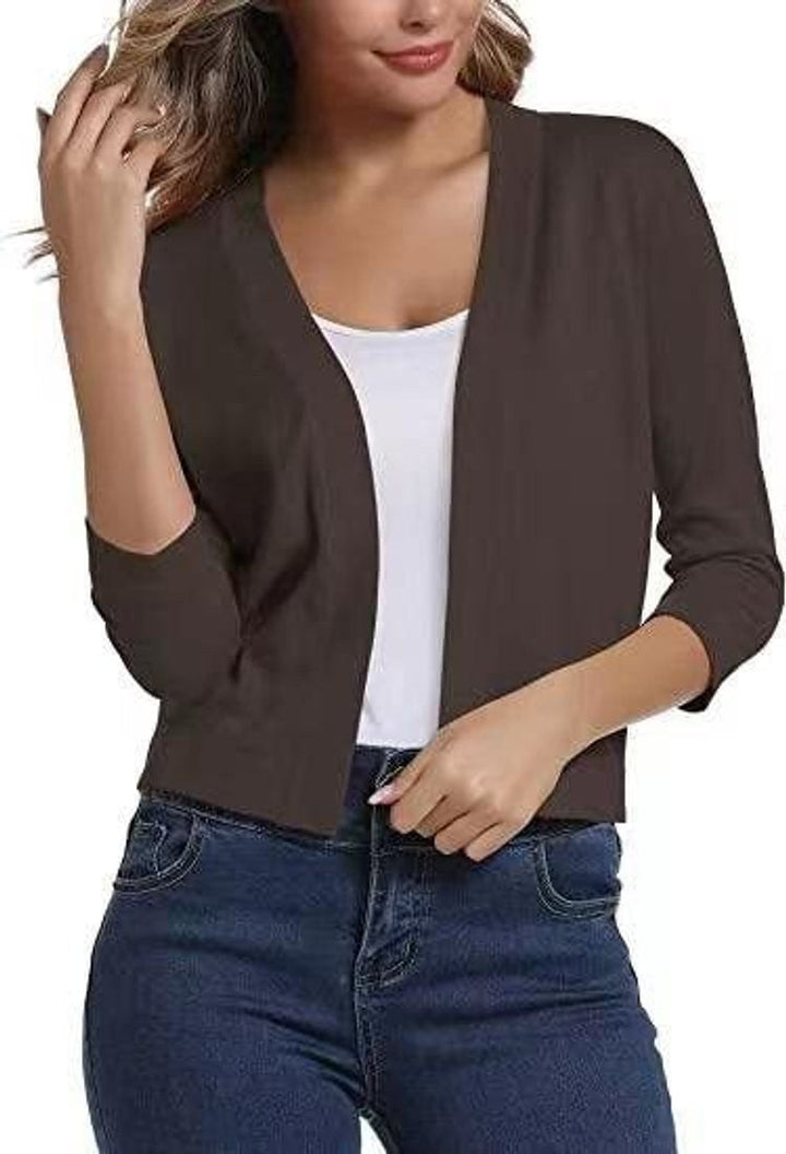 Amelia | Women’s Open-Front Cropped Cardigan with 3/4 Sleeves