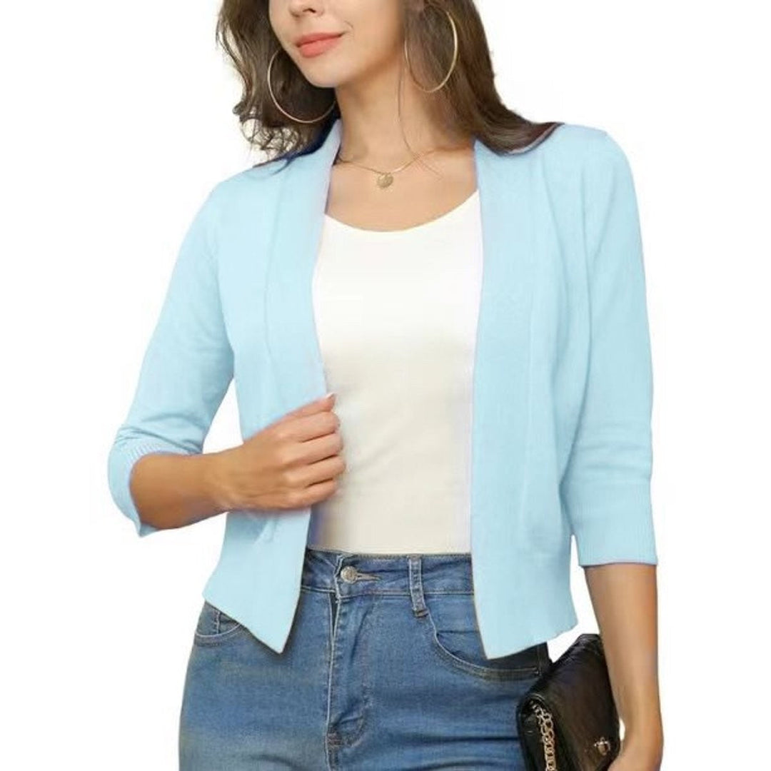 Amelia | Women’s Open-Front Cropped Cardigan with 3/4 Sleeves
