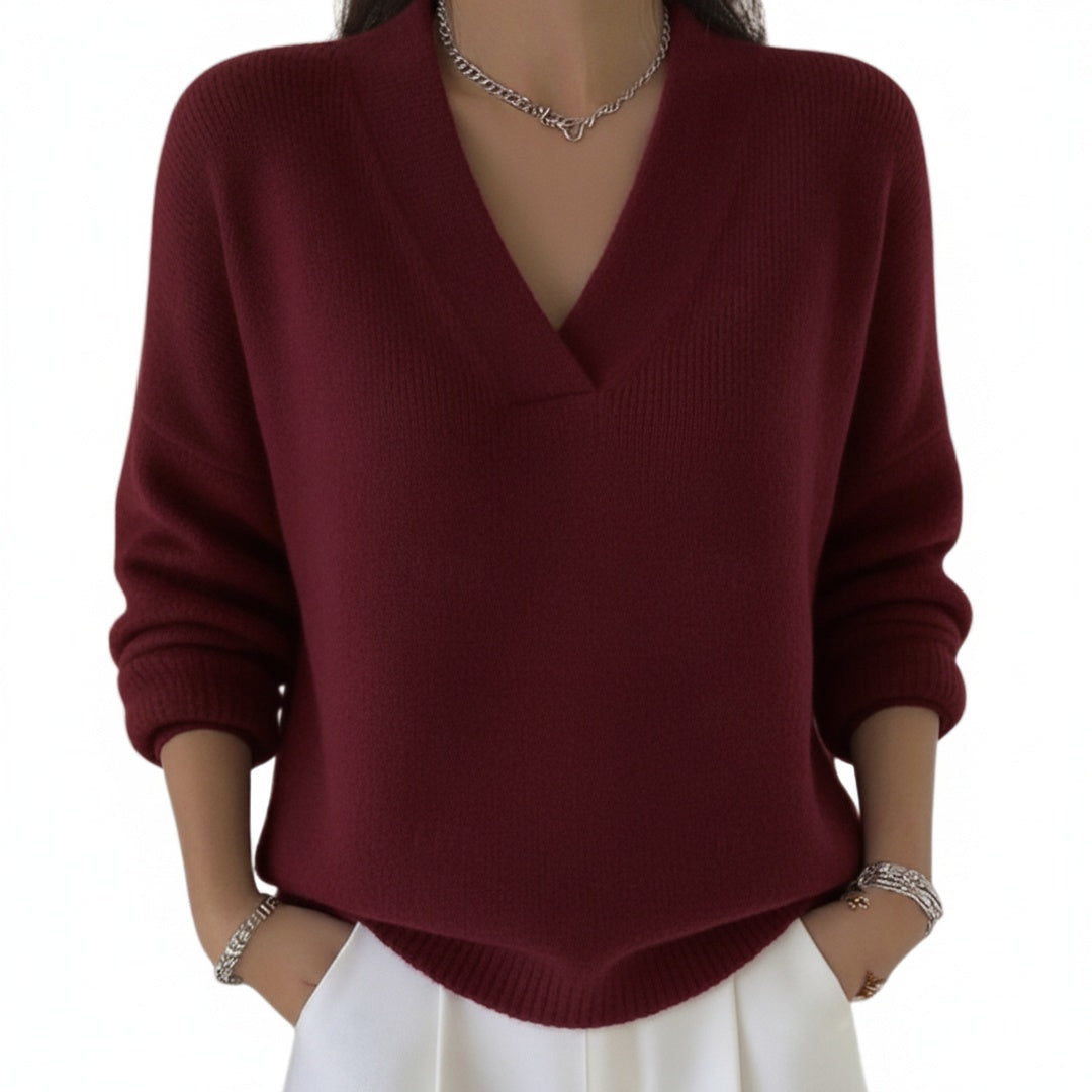 Adeline | Women’s Relaxed V-Neck Pullover Sweater
