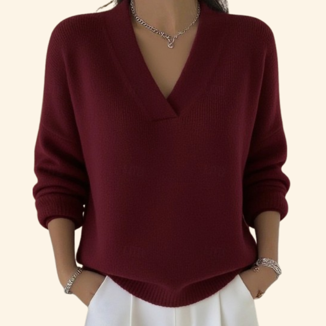 Adeline | Women’s Relaxed V-Neck Pullover Sweater