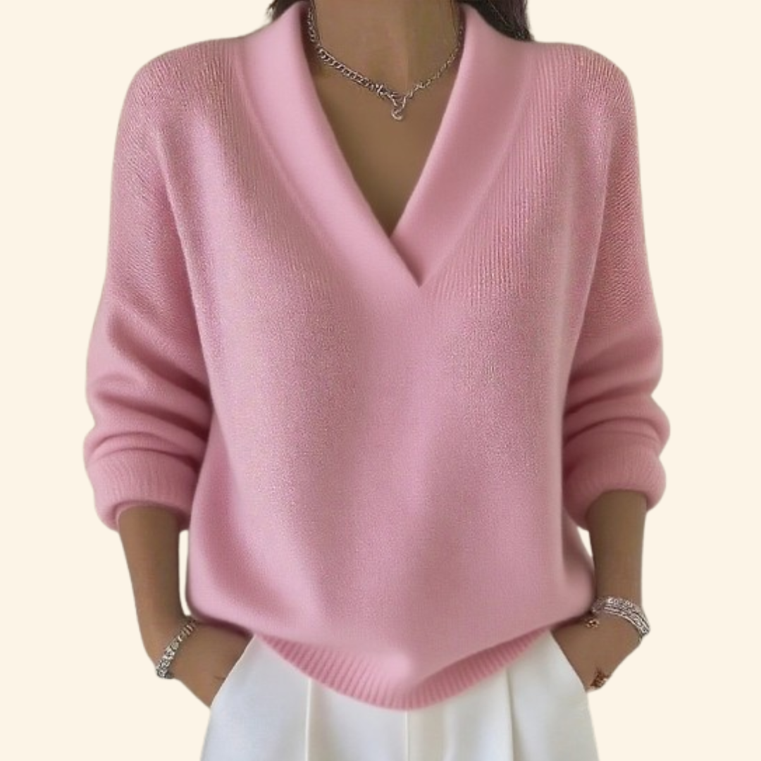 Adeline | Women’s Relaxed V-Neck Pullover Sweater