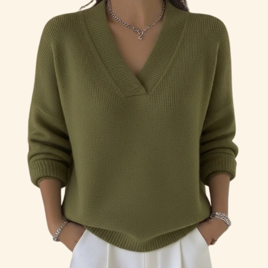 Adeline | Women’s Relaxed V-Neck Pullover Sweater